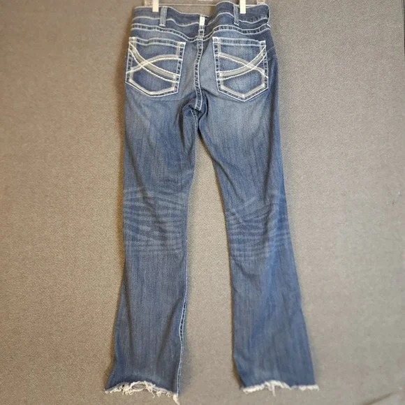Ariat REAL‎ MR Straight Ivy Dresden Denim Jeans Women's Size 33L Frayed - Picture 5 of 13